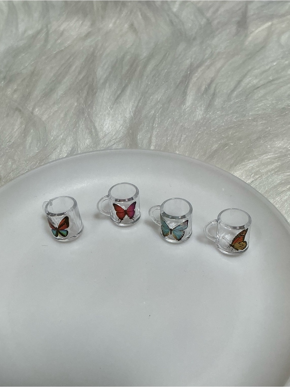 4 Miniature Butterfly Mugs Dollhouse Accessories